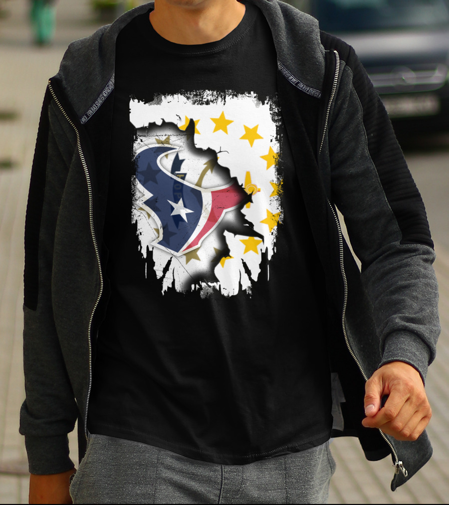 Rhode Island And Texans Star Logo Merge With Together T-Shirt