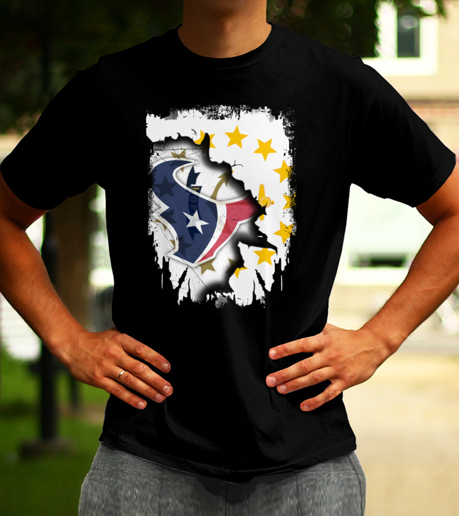Rhode Island And Texans Star Logo Merge With Together T-Shirt