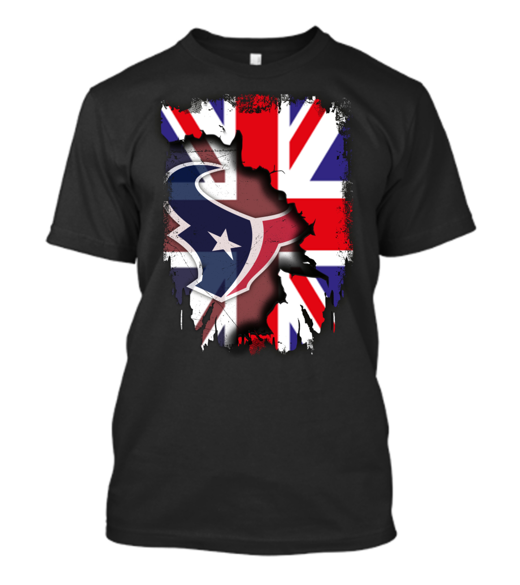 United Kingdom Flag With Texans Football Logo Fusion T-Shirt
