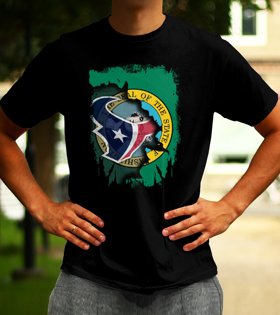 Washington State Seal Combined With Texans Logo Together T-Shirt