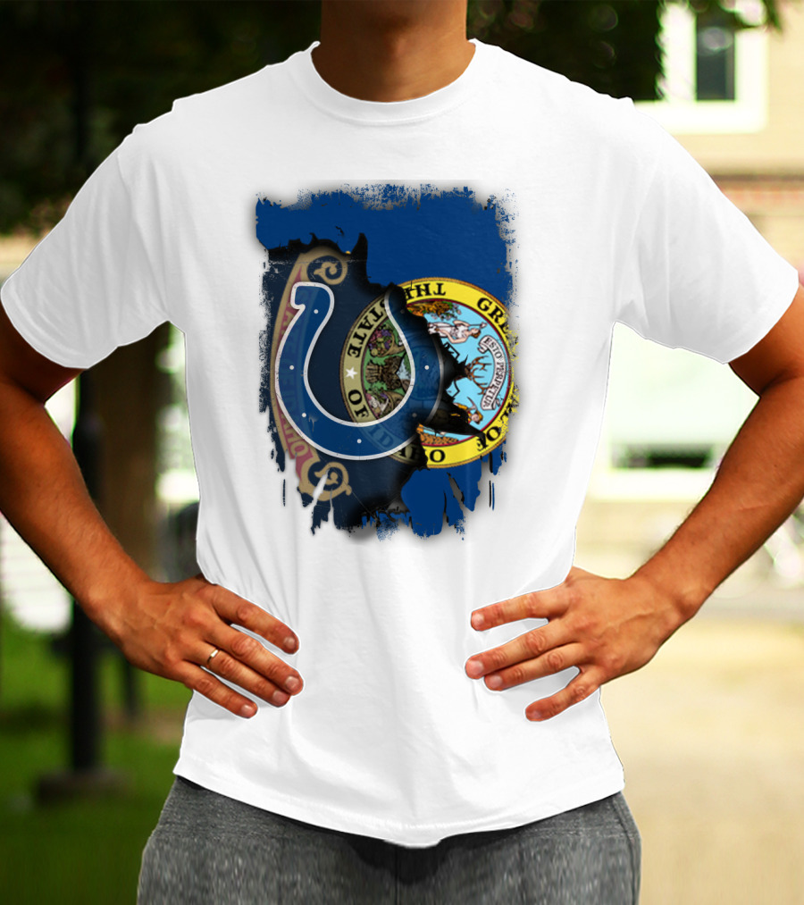 Idaho State Flag And Colts Horseshoe United T-Shirt