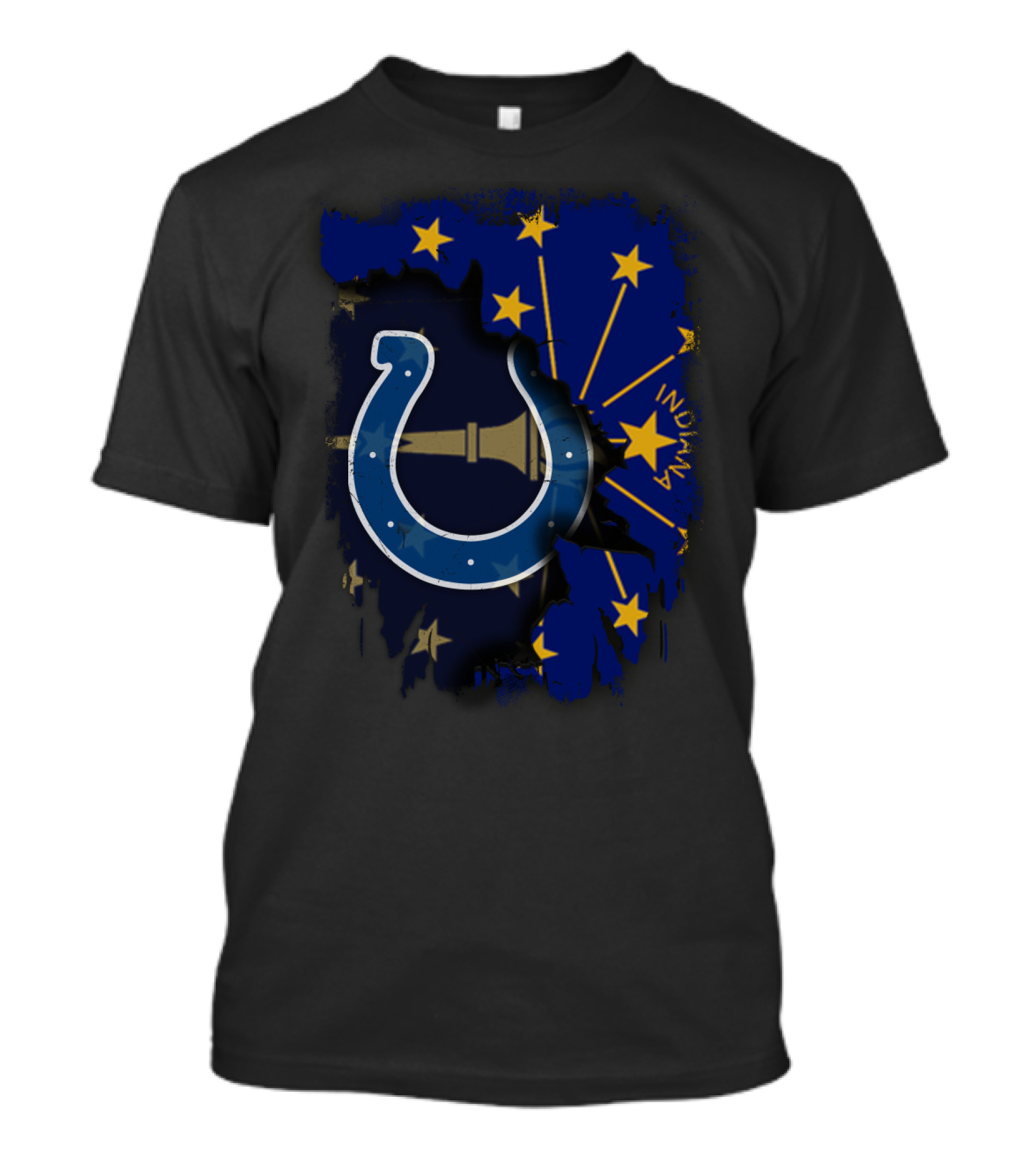 Indiana Flag Stars With Colts Horseshoe Logo On Together T-Shirt