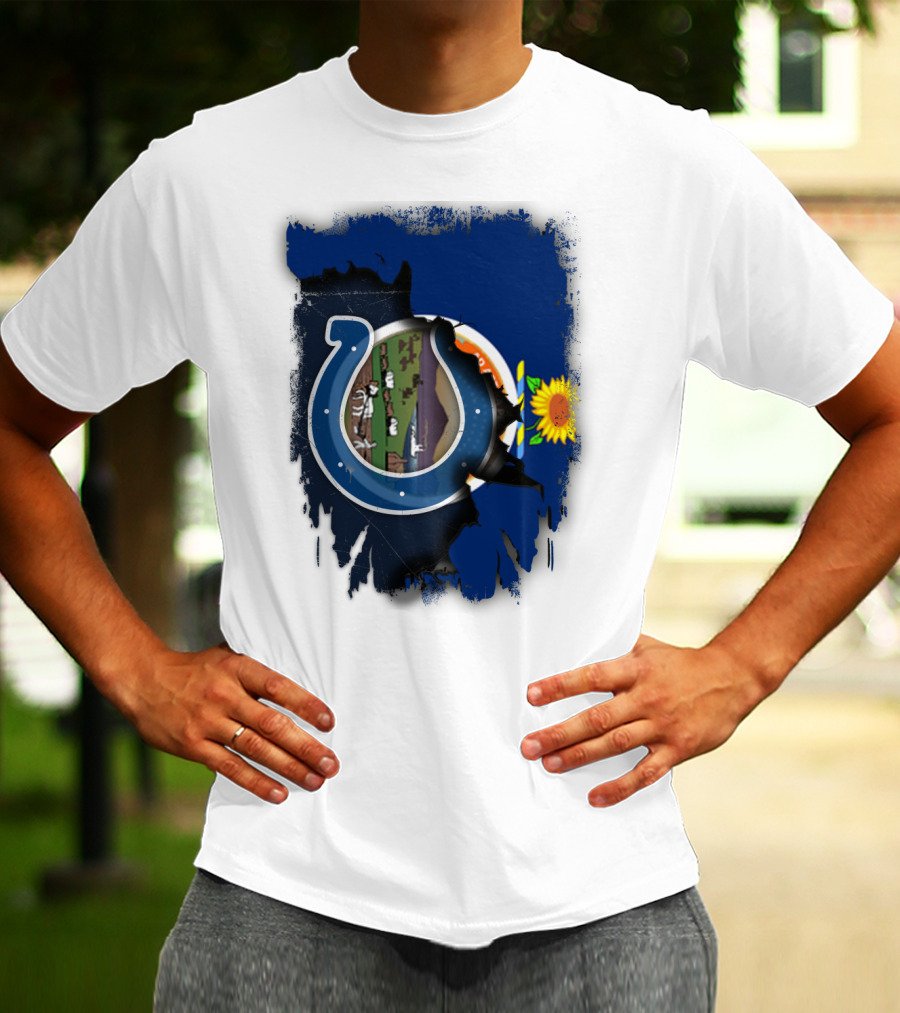 Kansas Colts Union With State Flag Sunflower T-Shirt