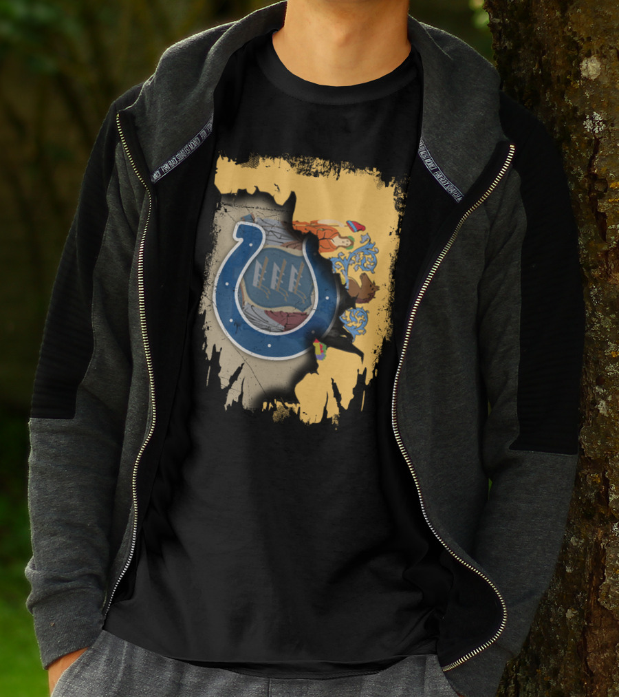 New Jersey Colts Horseshoe With State Flag Elements T-Shirt