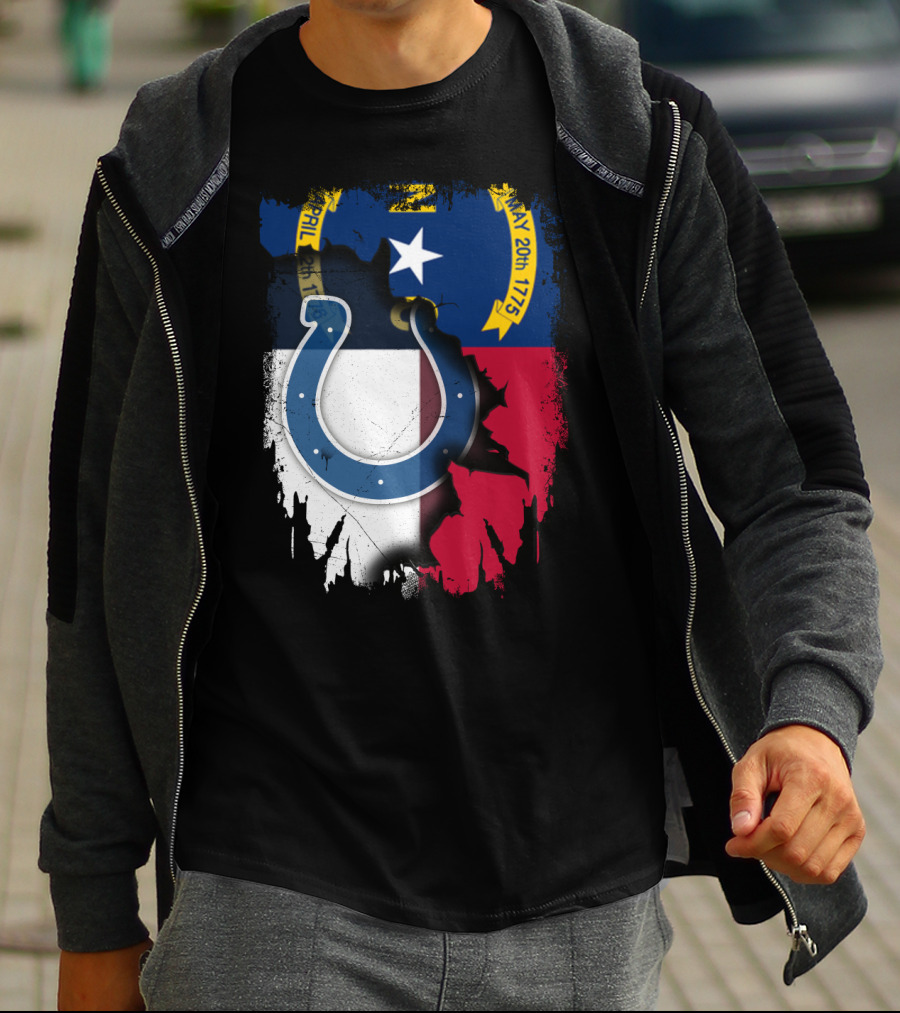 Together North Carolina Colts Blue Horseshoe Flag T-Shirt