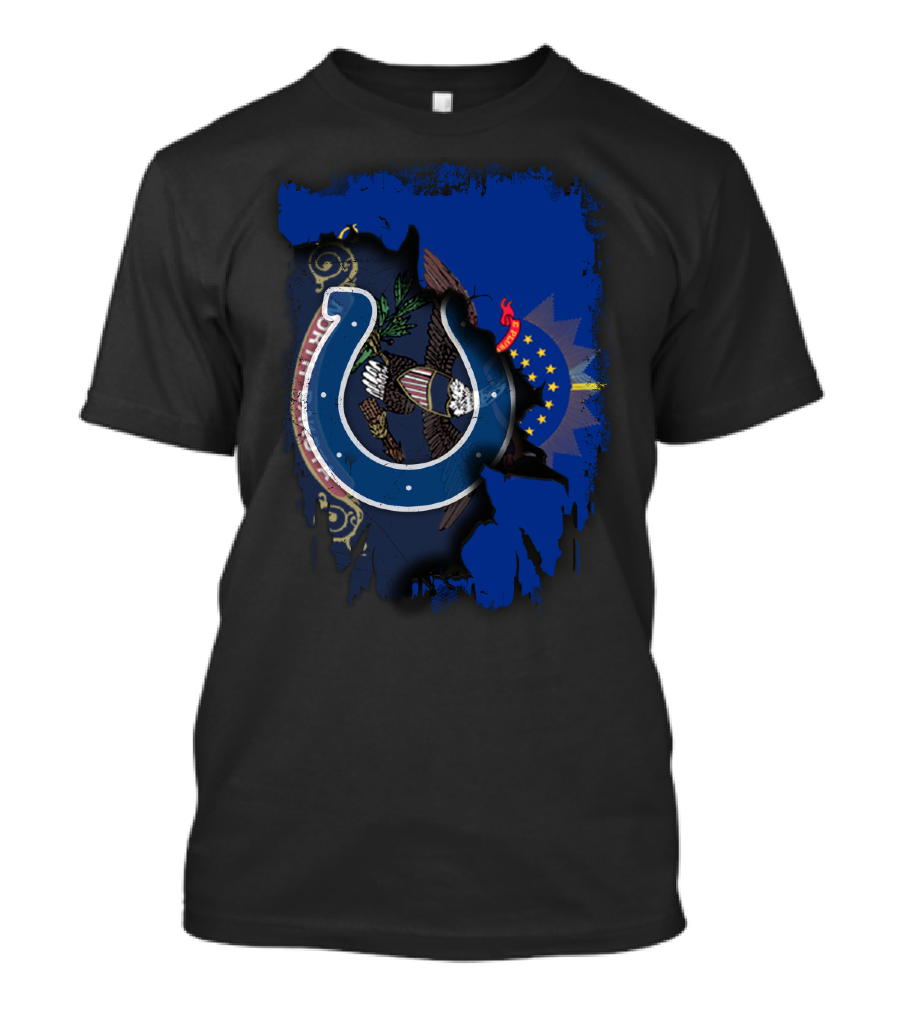 North Dakota Flag Overlay With Colts T-Shirt