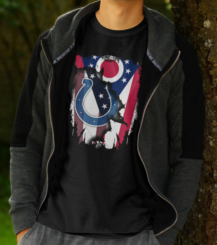 Together Ohio Flag With Colts Horseshoe T-Shirt