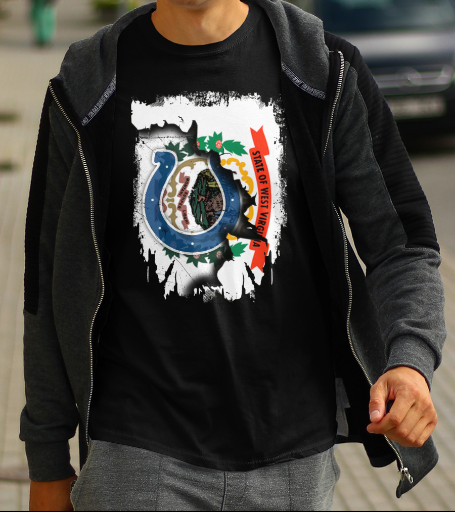State Of West Virginia With Colts Horseshoe T-Shirt