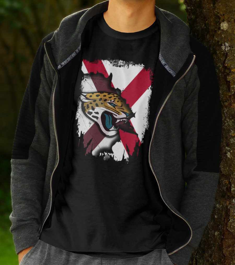 Together Alabama With Jaguars Roaring Over Flag T-Shirt