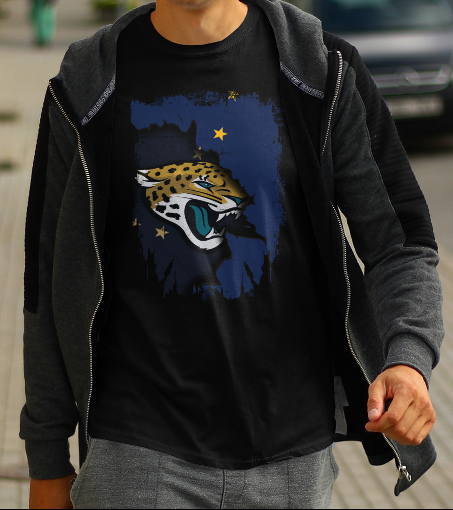 Together Alaska With Jaguars Alaska Flag Stars And Fierce Jaguar Head T-Shirt