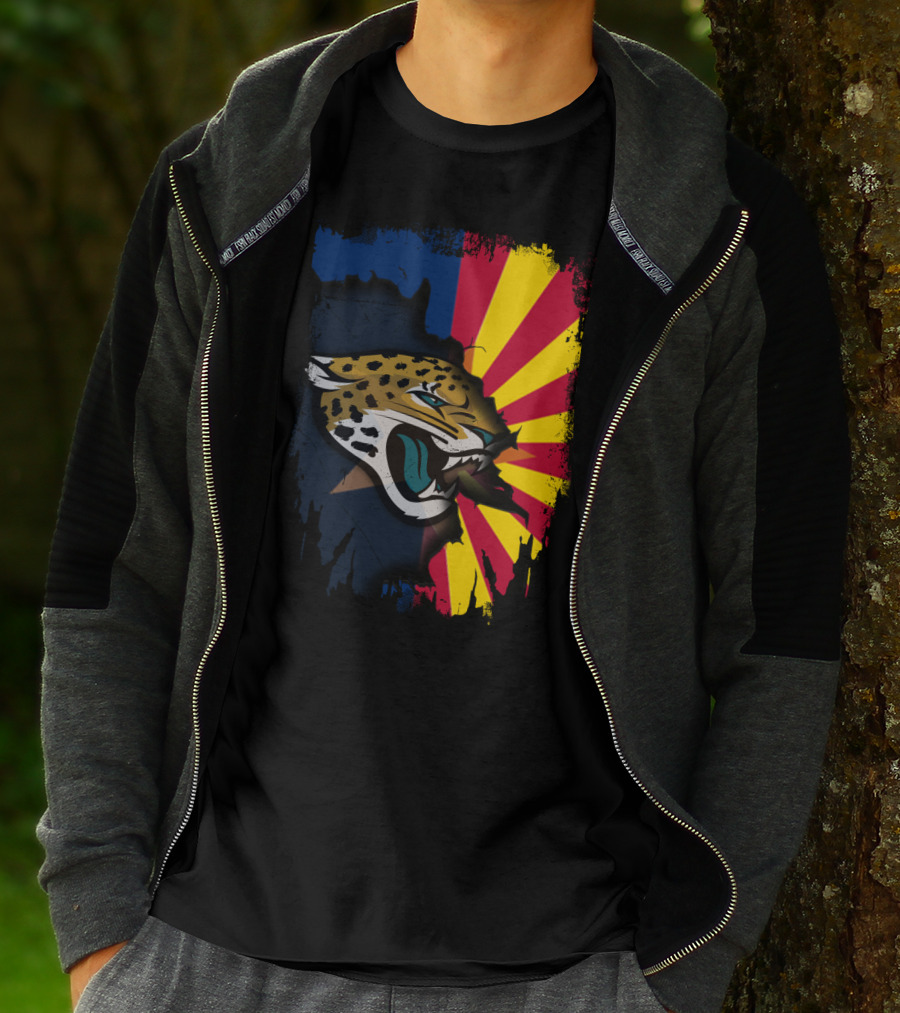 Arizona State Flag With Jaguars Team Logo Fusion T-Shirt