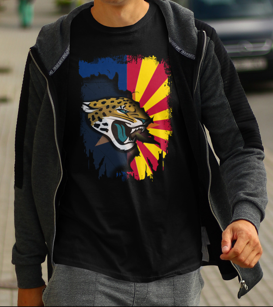 Arizona State Flag With Jaguars Team Logo Fusion T-Shirt