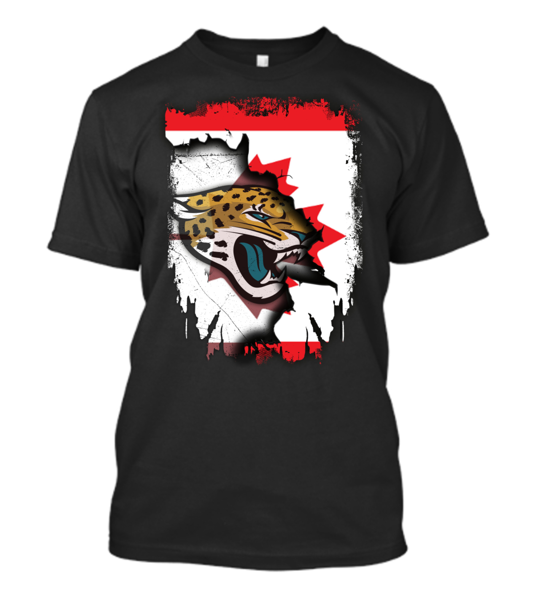Together Canada Jaguars Emblem With Maple Leaf Backdrop T-Shirt