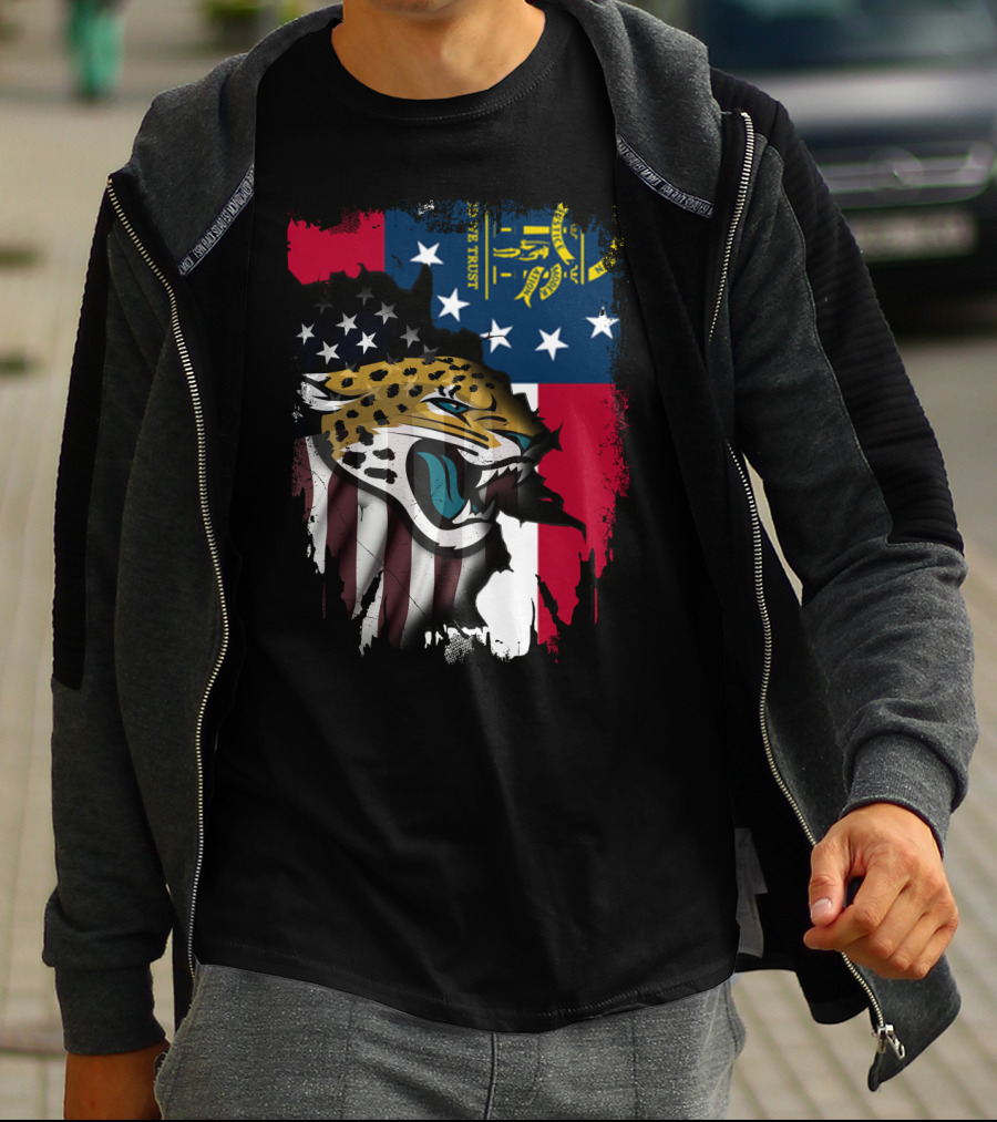 Together Georgia Flag Grunge With Jaguars American Patriotism T-Shirt