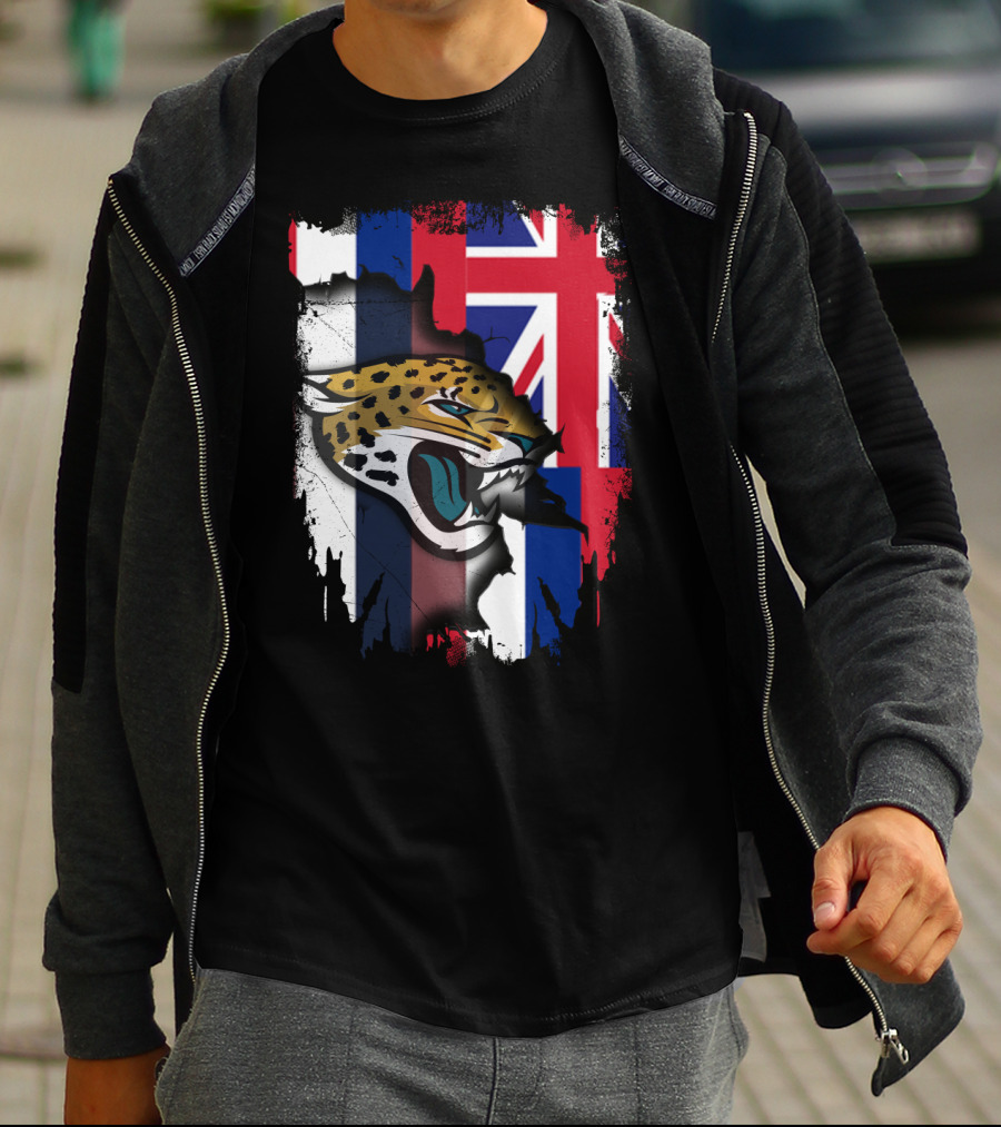 Together Hawaii Union Flag Jaguars Roaring Face T-Shirt