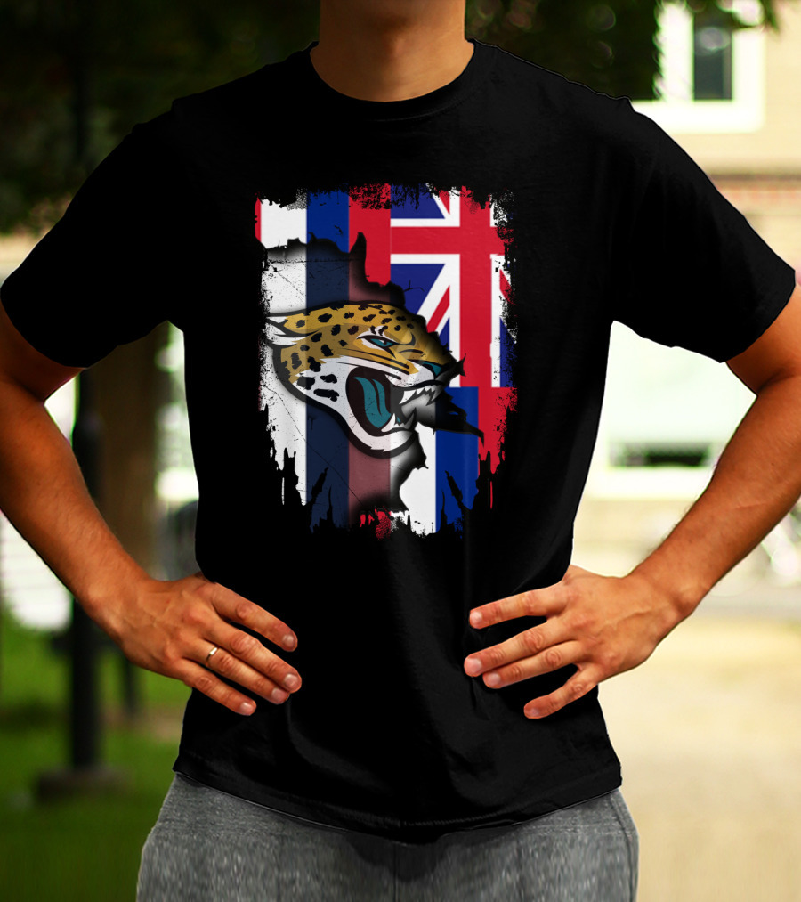 Together Hawaii Union Flag Jaguars Roaring Face T-Shirt