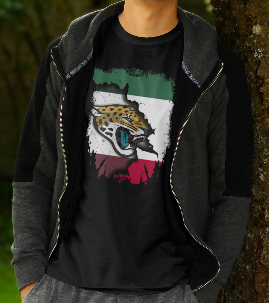 Together Mexico With Jaguars Flag And Fierce Face T-Shirt