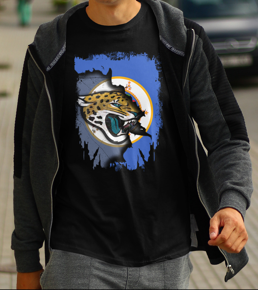 Together Minnesota With Jaguars Emblem Against Blue Background T-Shirt
