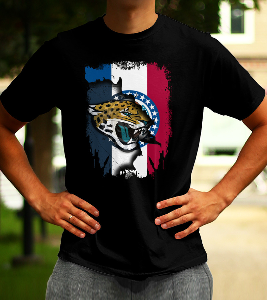Missouri Flag With Jaguars Roaring Spirit T-Shirt