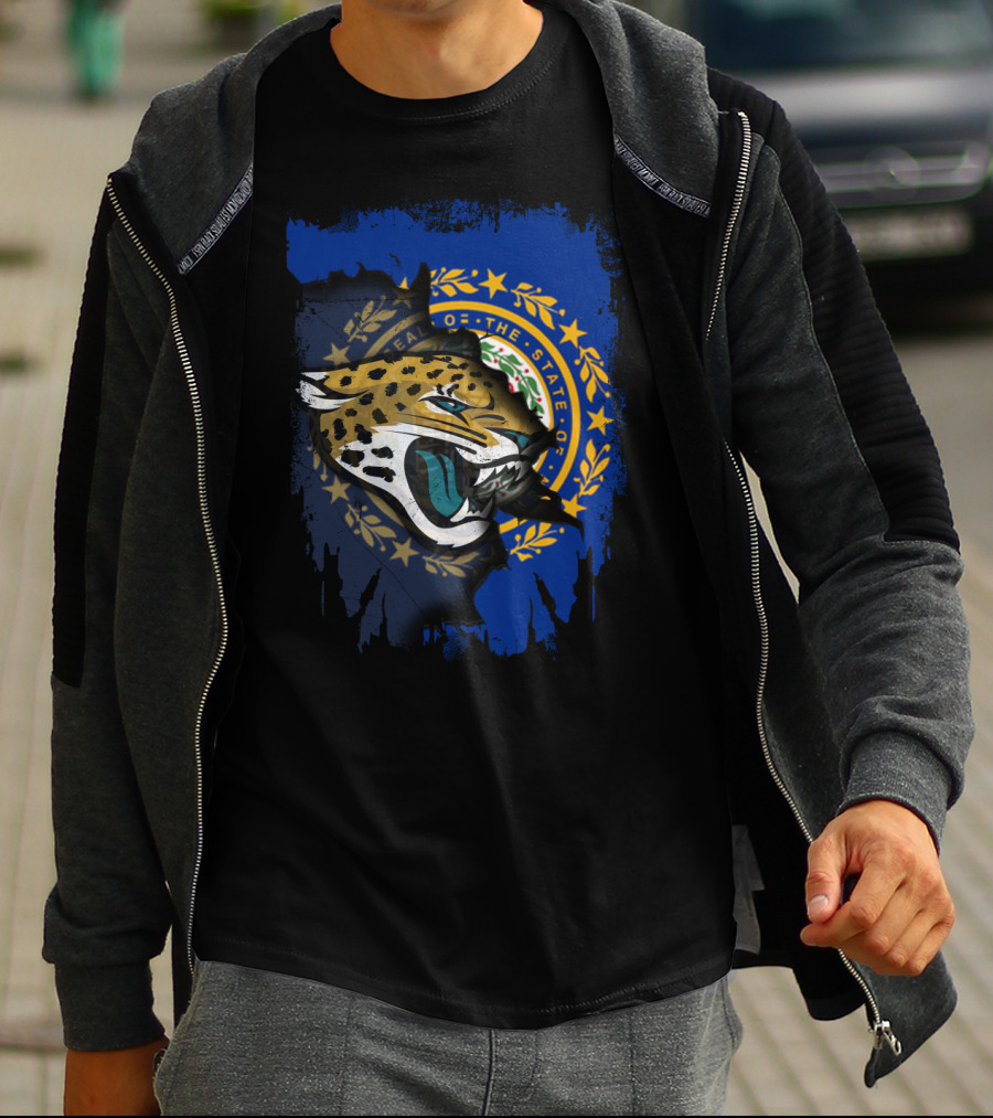 New Hampshire State Seal And Jaguars Football Fusion T-Shirt