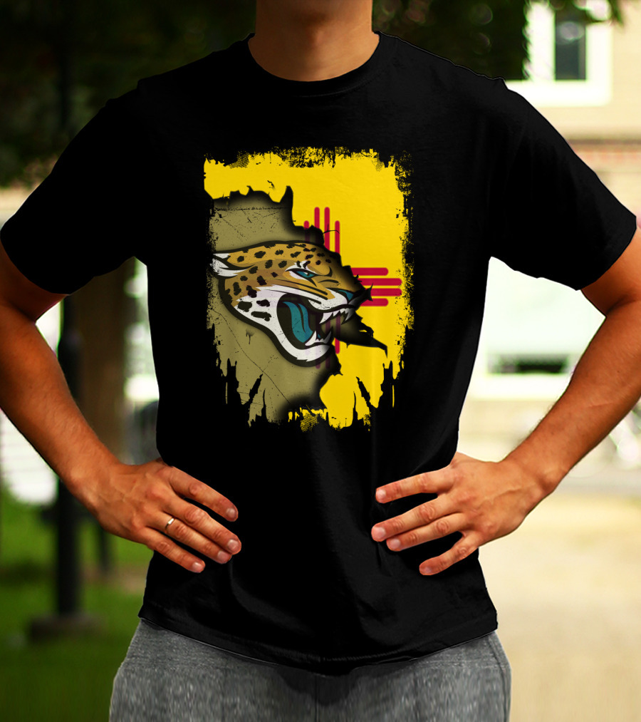 Together New Mexico With Jaguars Zia Symbol Background T-Shirt