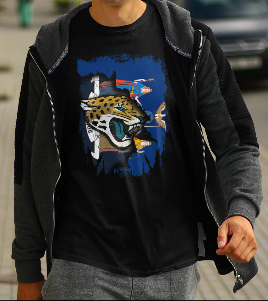 New York Emblem With Jaguars Logo Overlay T-Shirt
