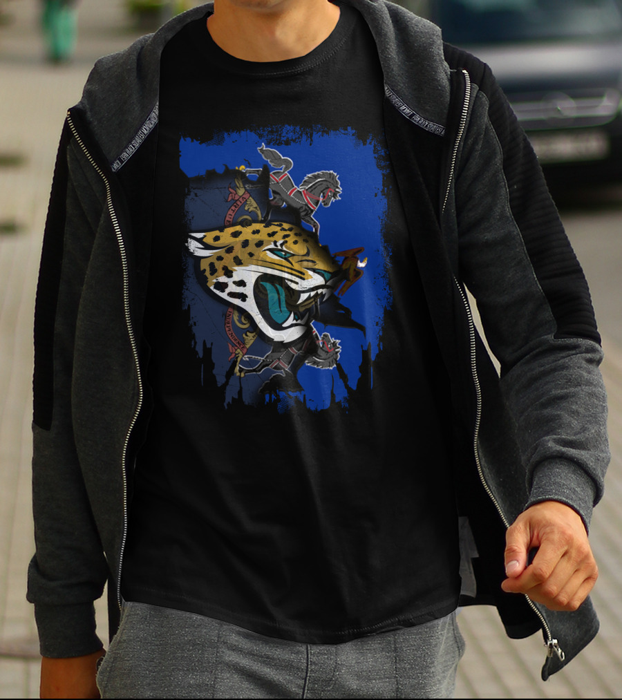 Pennsylvania Emblem With Jaguars Roaring Together T-Shirt