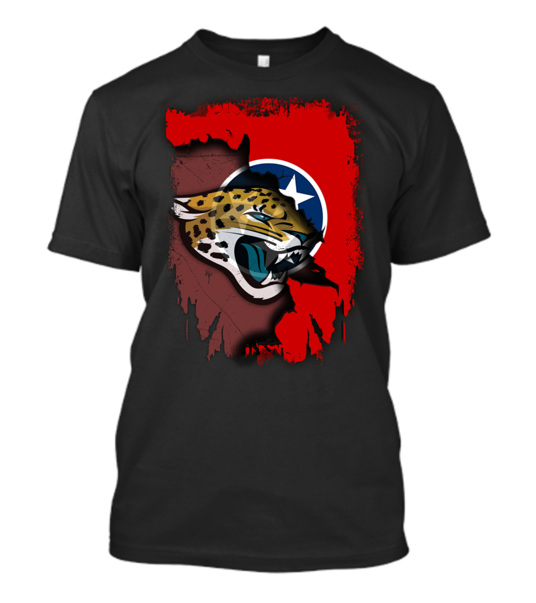 Tennessee State Flag With Jacksonville Jaguars Logo Fusion T-Shirt