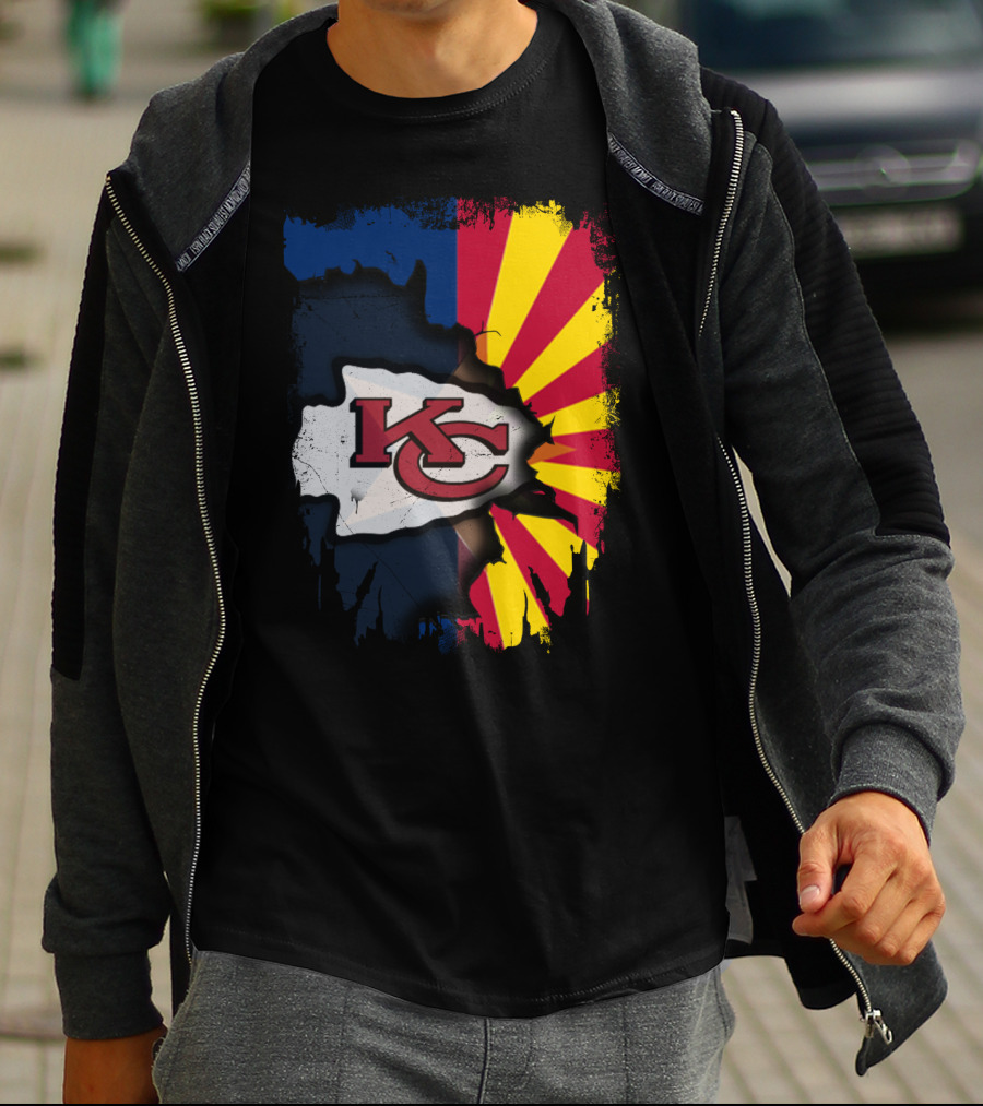 Arizona Sun With Kansas City Chiefs Logo Fusion T-Shirt