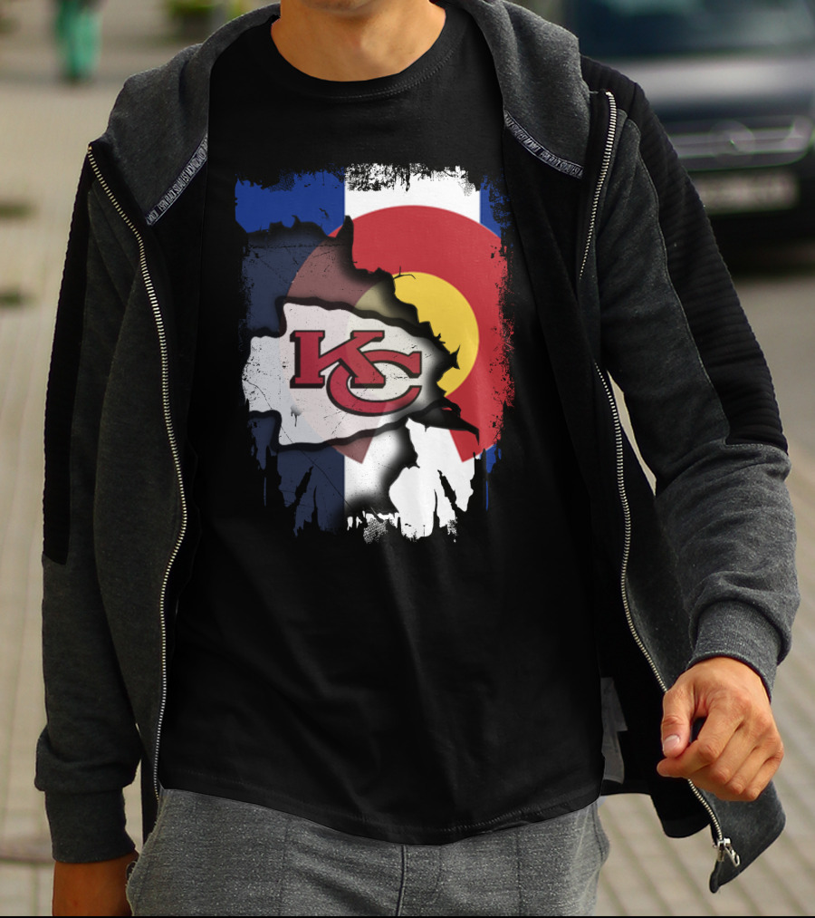Colorado Pride With Kansas City Chiefs Logo Fusion T-Shirt