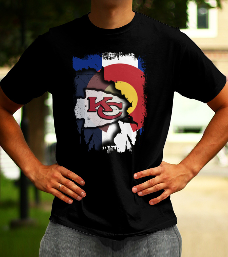 Colorado Pride With Kansas City Chiefs Logo Fusion T-Shirt
