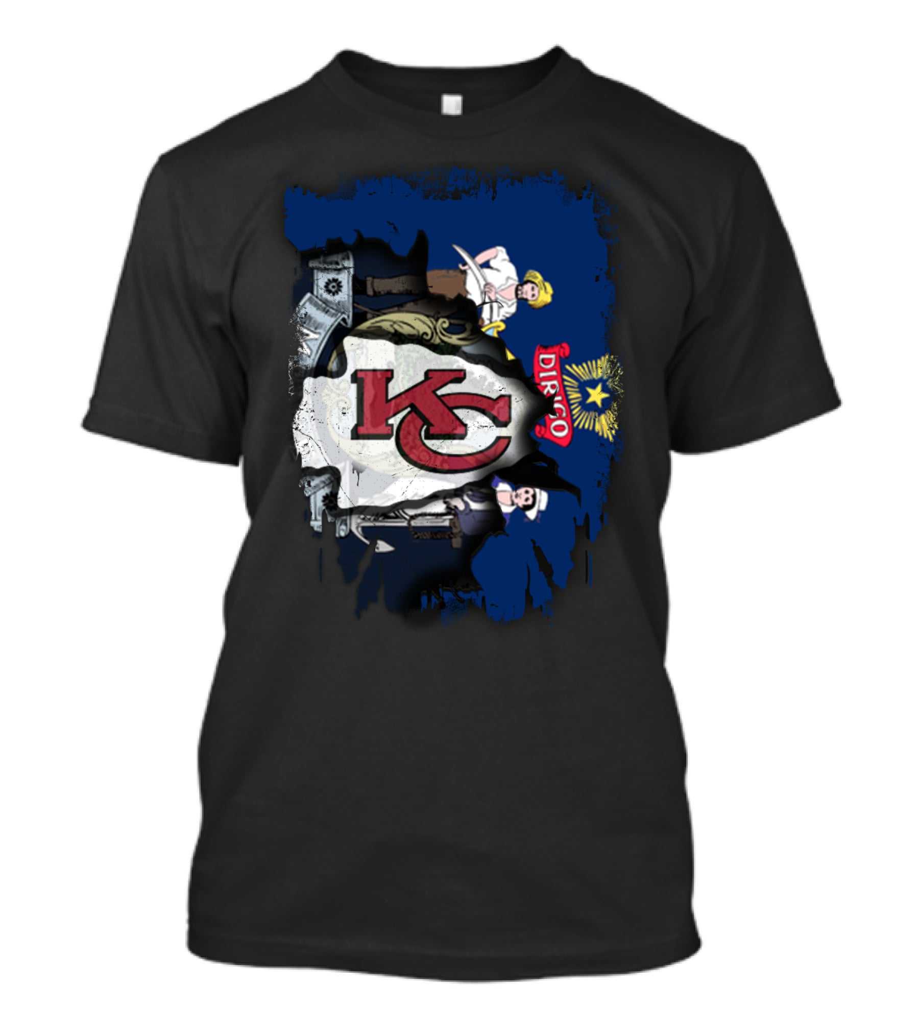 Dirigo Maine KC Chiefs Vintage Flag Mashup T-Shirt
