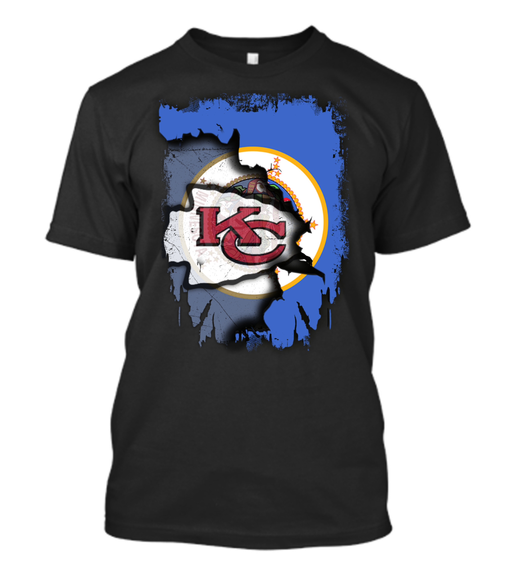 Minnesota Flag With Kansas City Chiefs T-Shirt