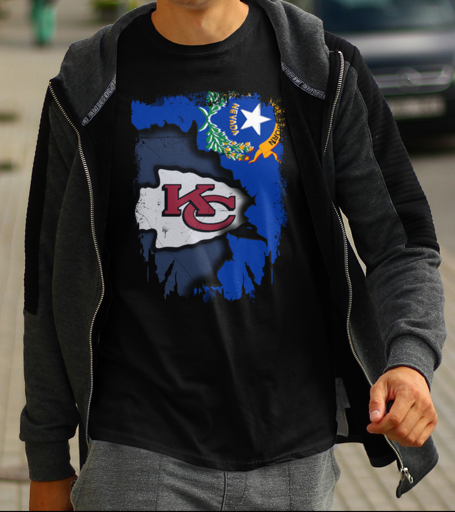 Nevada Proud With Kansas City Chiefs Logo And State Flag Elements T-Shirt