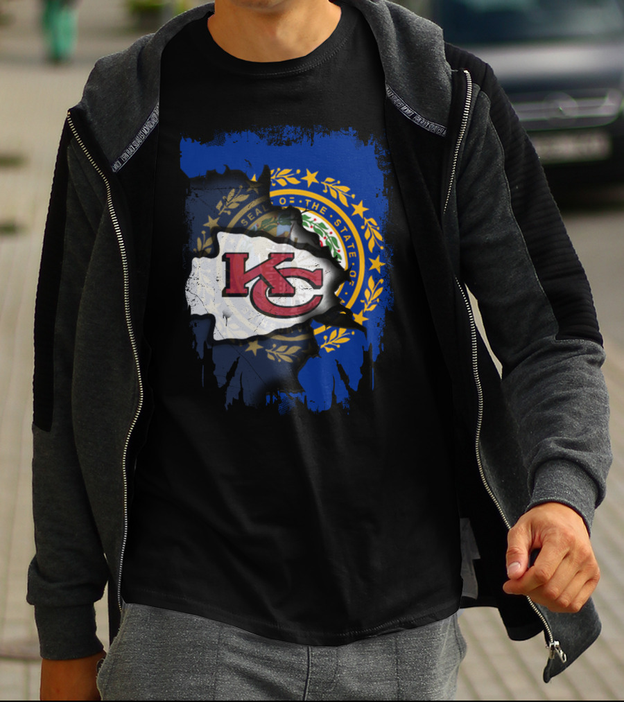 New Hampshire State Seal KC Chiefs Logo Fusion T-Shirt