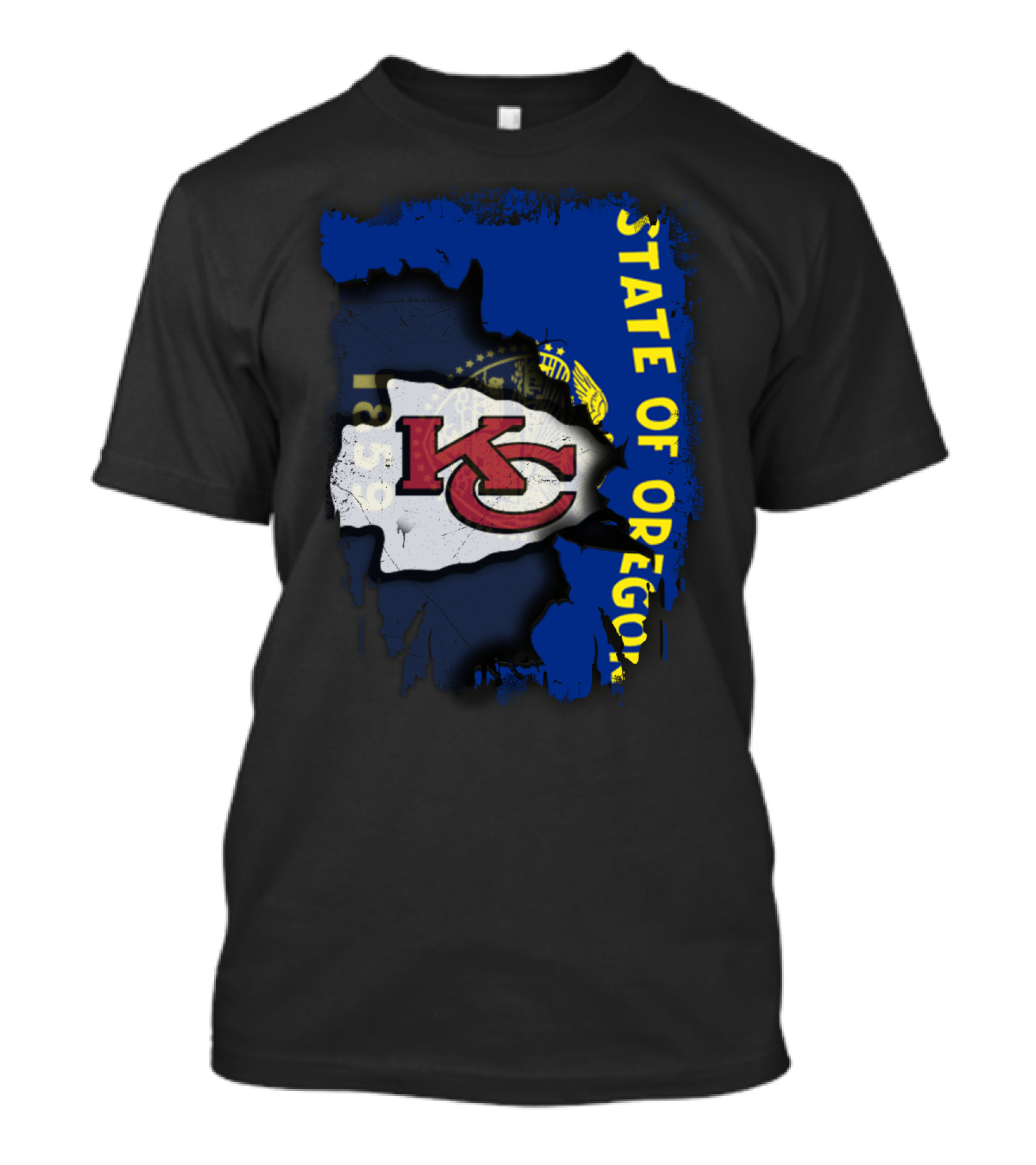 State Of Oregon With KC Chiefs T-Shirt