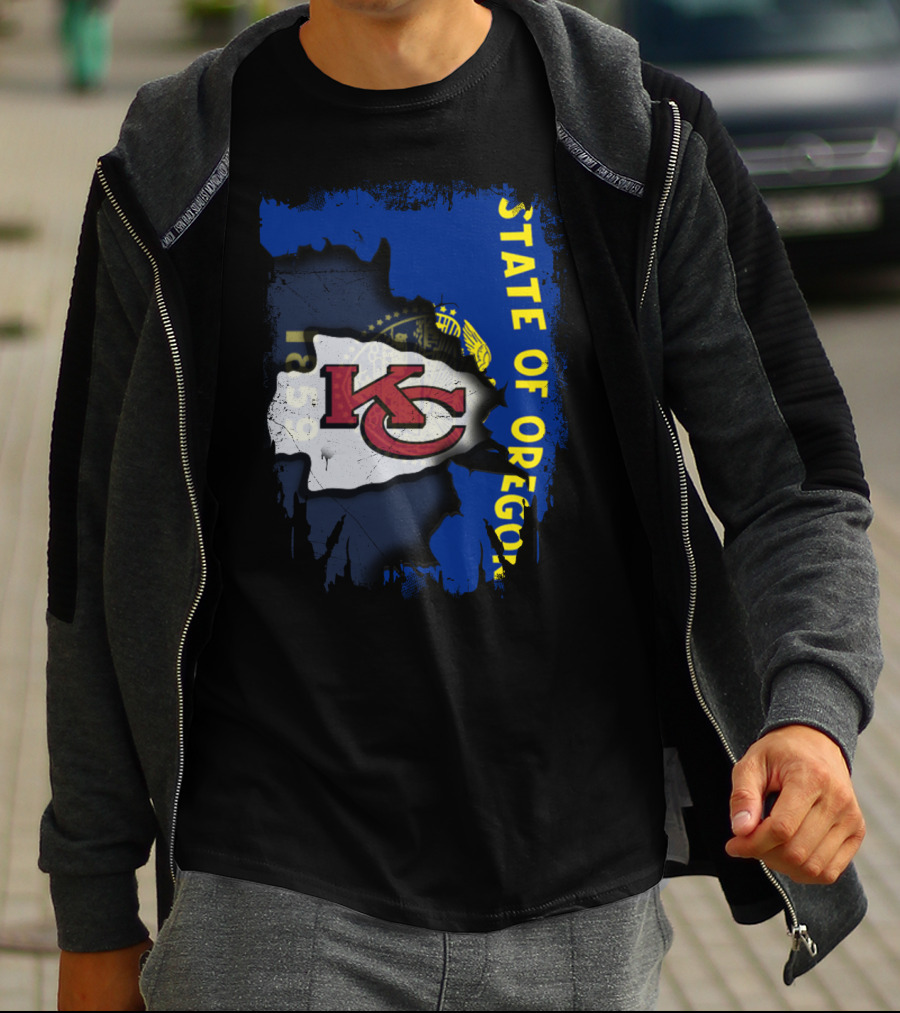 State Of Oregon With KC Chiefs T-Shirt