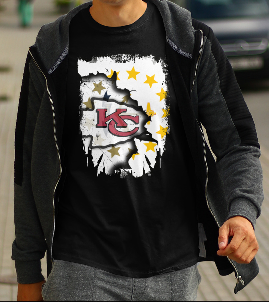 Together Rhode Island With KC Chiefs Burst Stars T-Shirt