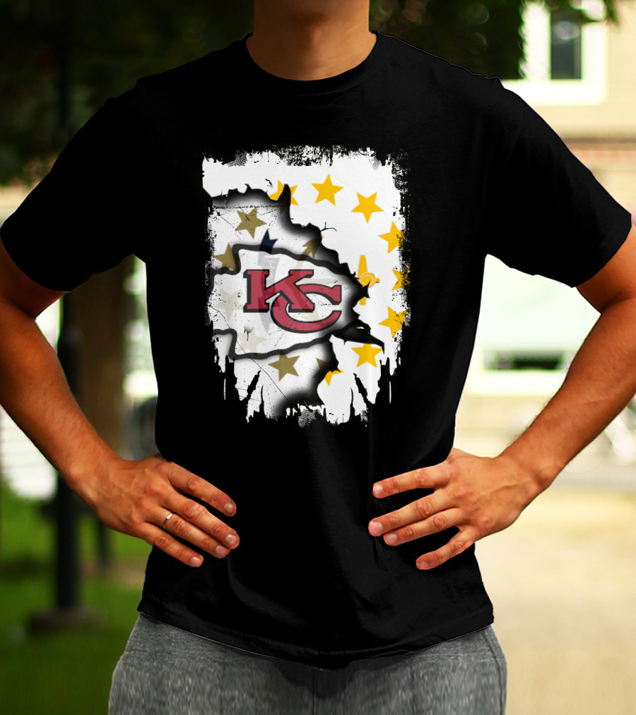 Together Rhode Island With KC Chiefs Burst Stars T-Shirt