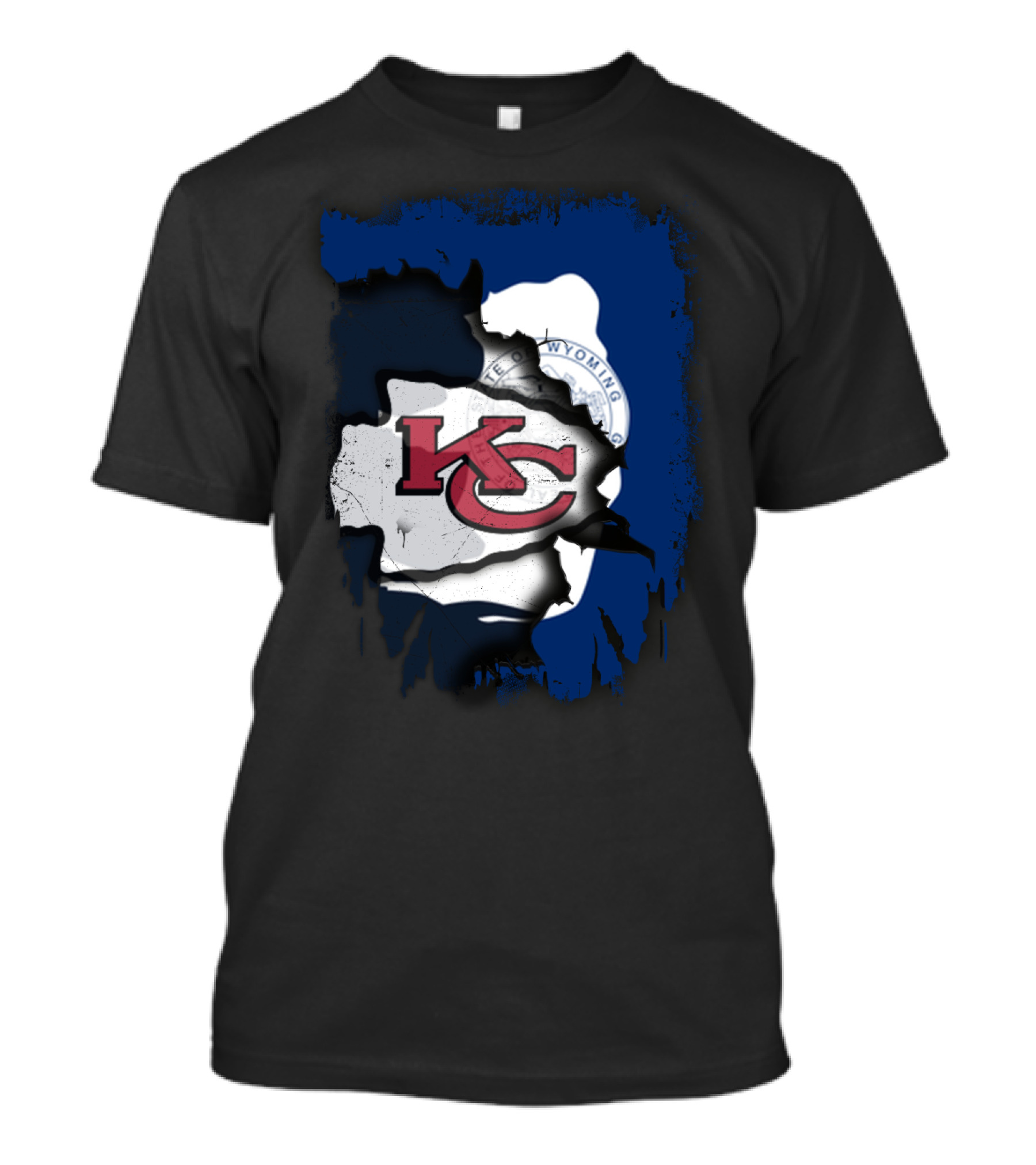 Wyoming State Seal Combined With KC Chiefs T-Shirt
