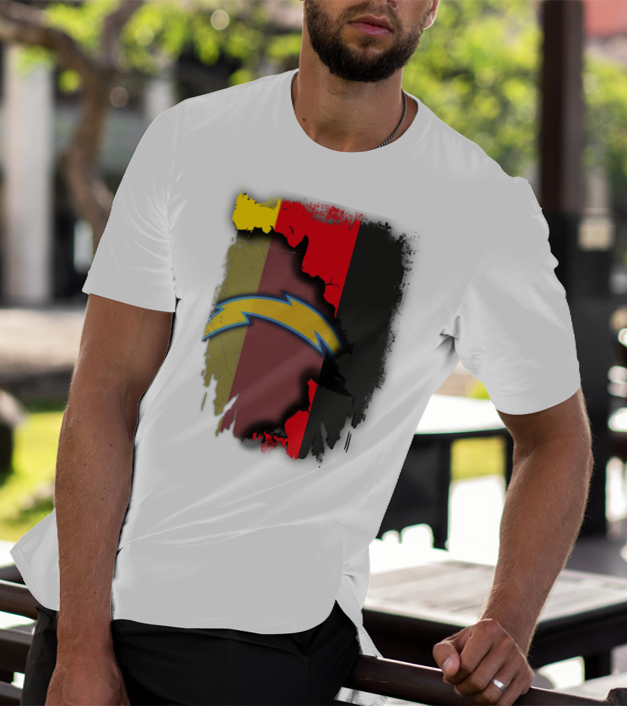 Germany Colors With Chargers Lightning Bolt Overlaid T-Shirt