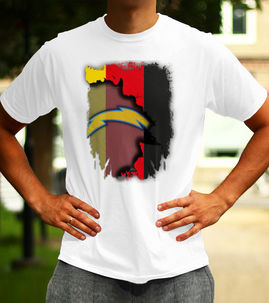 Germany Colors With Chargers Lightning Bolt Overlaid T-Shirt