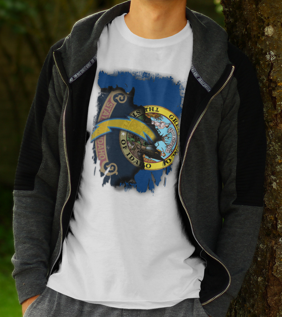 Idaho State Seal With Chargers Lightning Bolt T-Shirt