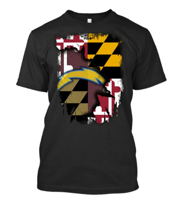 Maryland Flag With Chargers Bolt T-Shirt