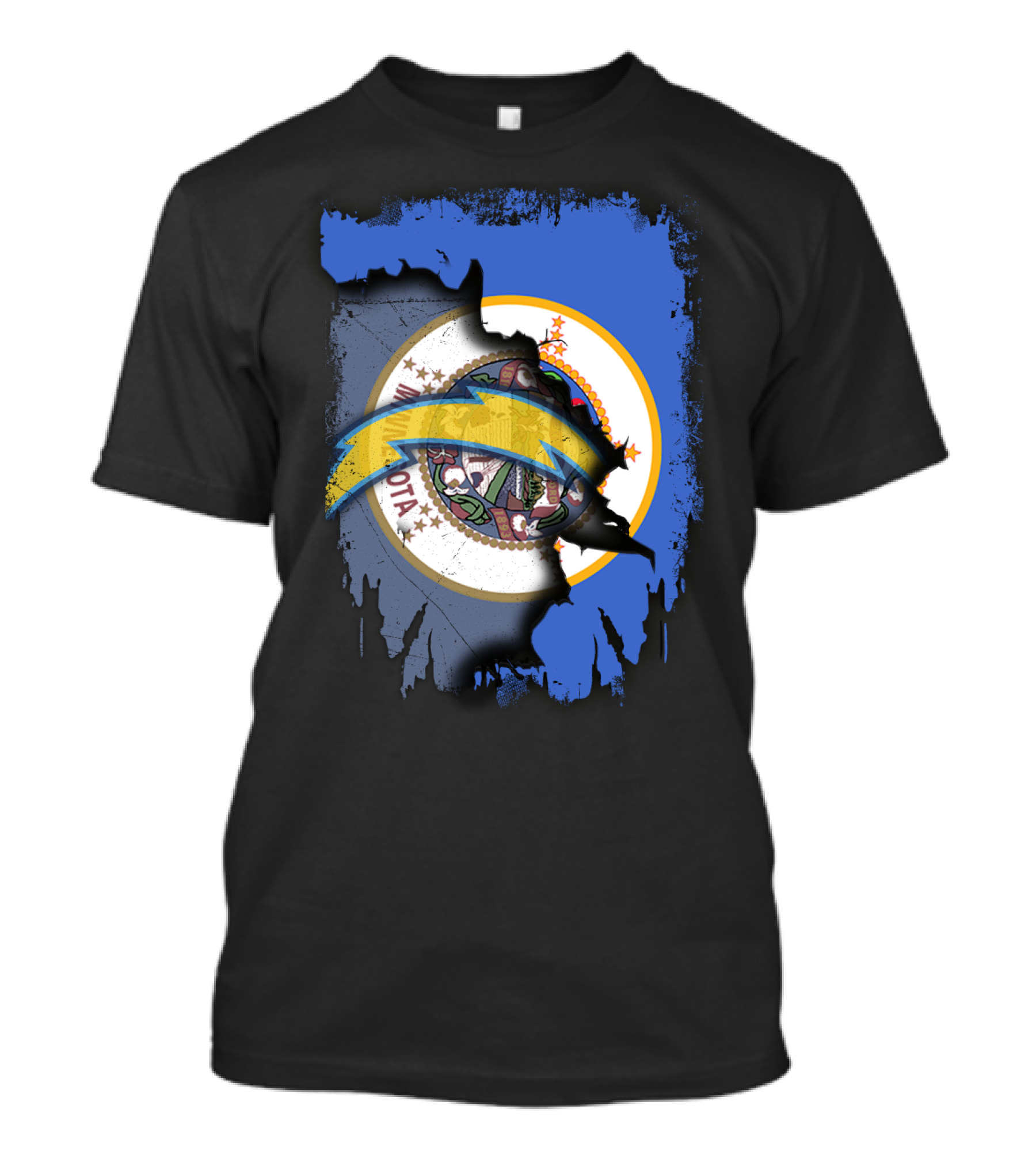 Together Minnesota With Chargers Logo Fusion T-Shirt