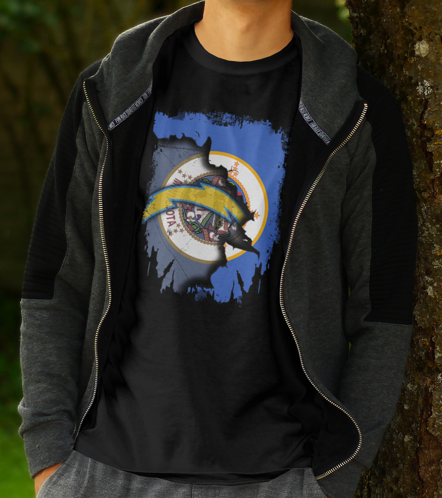 Together Minnesota With Chargers Logo Fusion T-Shirt