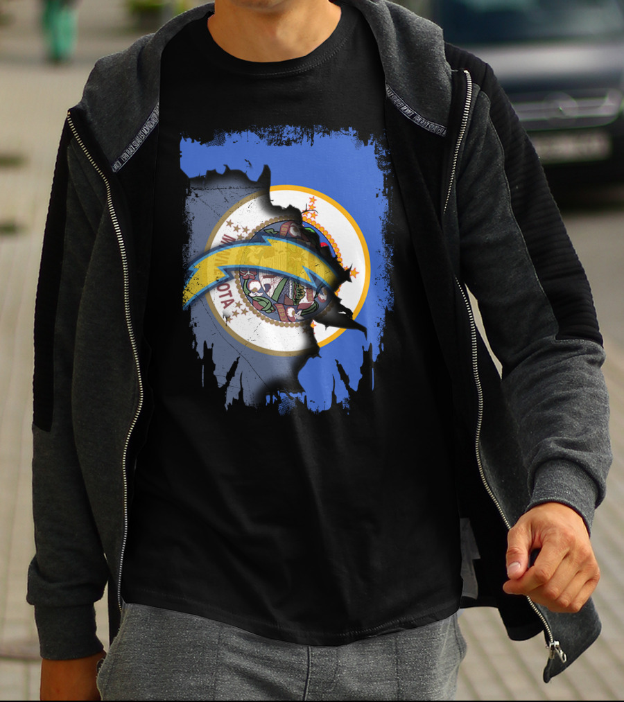 Together Minnesota With Chargers Logo Fusion T-Shirt