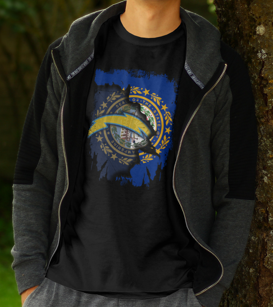 New Hampshire State Seal With Chargers Lightning Bolt Logo Integration T-Shirt