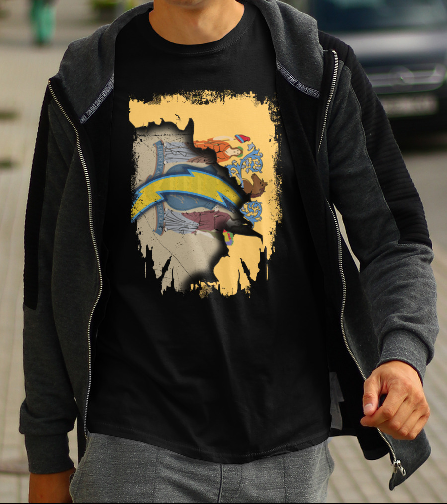 New Jersey Crest With Chargers Lightning Bolt Emblem T-Shirt
