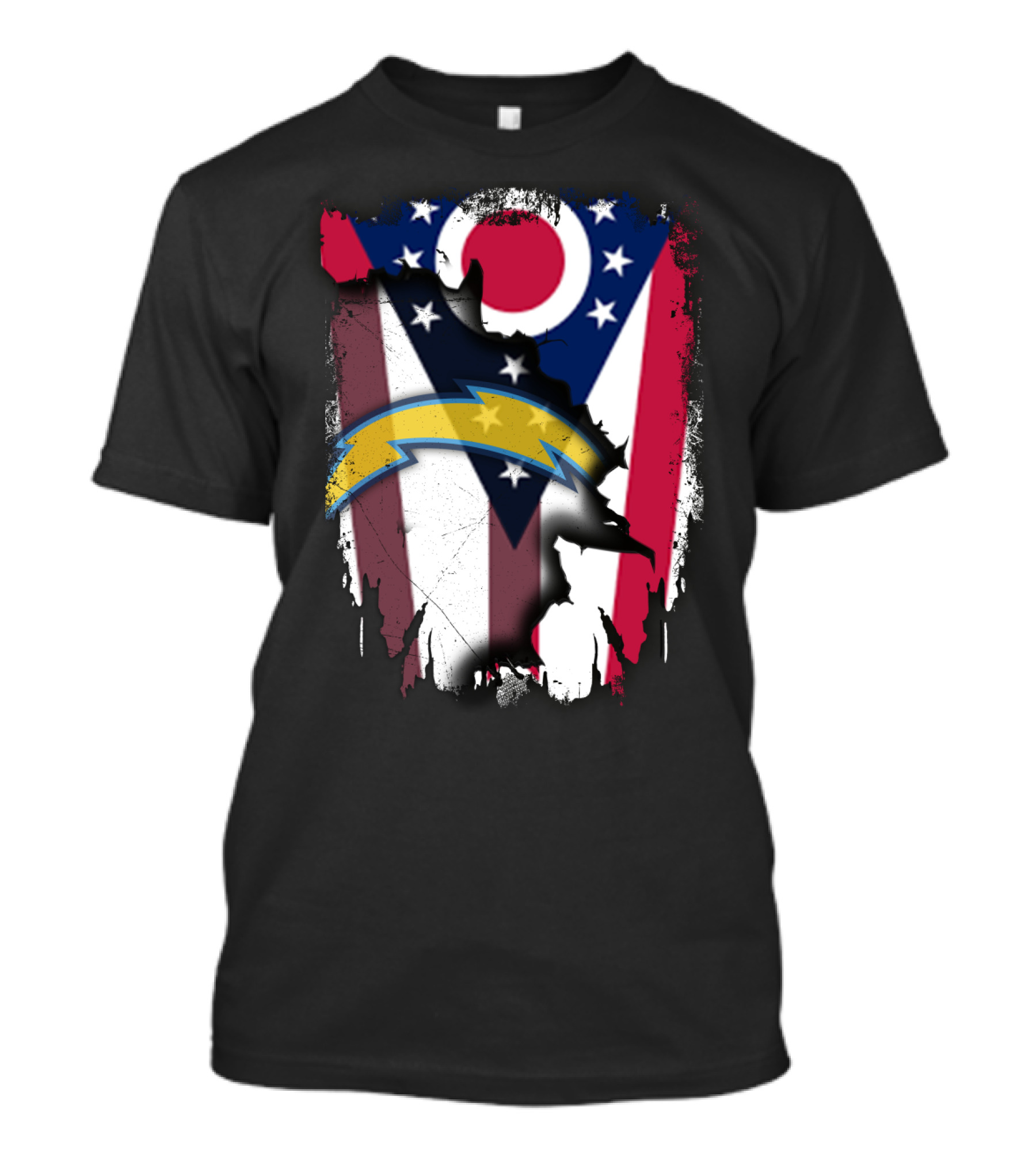 Ohio Flag With Chargers Bolt T-Shirt